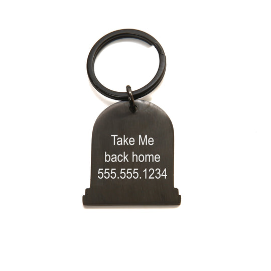 Personalized Pet Tag - Custom Engraved Tombstone Halloween Cat ID Tag - Stainless Steel