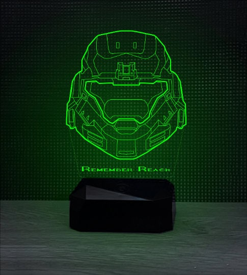 Master Chief Helmet LED Light Sign - Color Changing RGB Lamp with Wireless Remote