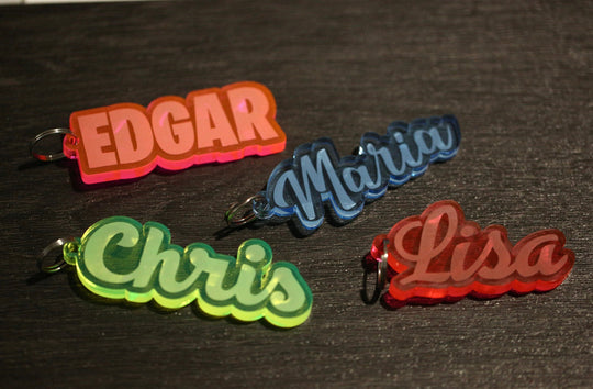 Custom Acrylic Keychain – Personalized Laser Cut Name Charm, Hand Assembled