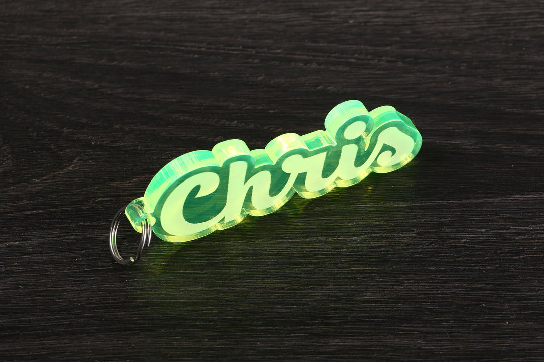 Custom Acrylic Keychain – Personalized Laser Cut Name Charm, Hand Assembled