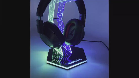 Personalized Headphone Stand | Custom Gamer Gift | RGB LED Universal Headset Organizer