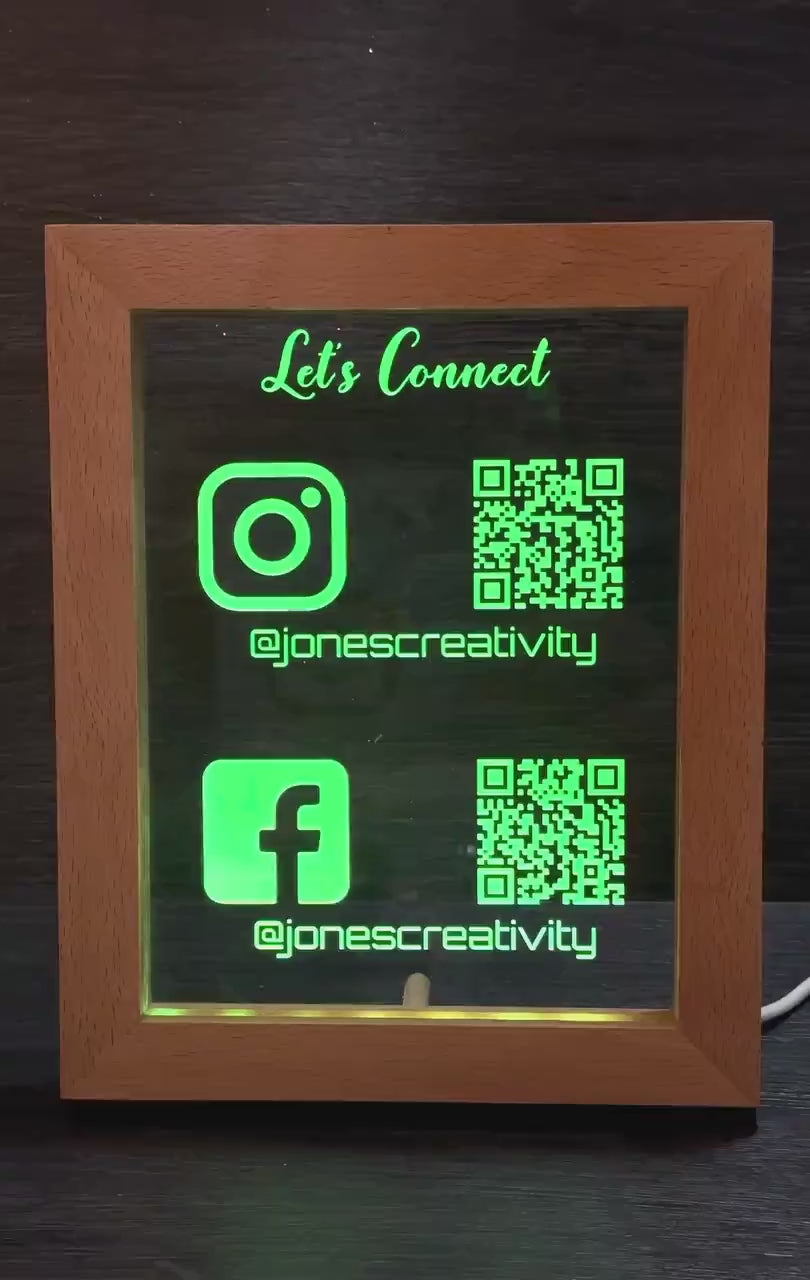 LED QR Code Sign - Scan to Pay & Connect With Us | USB Powered Acrylic Panel