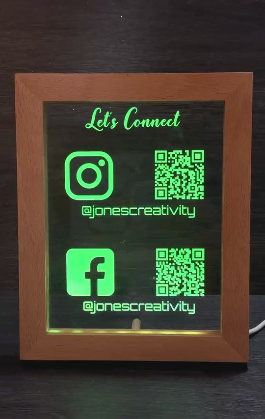 LED QR Code Sign - Scan to Pay & Connect With Us | USB Powered Acrylic Panel