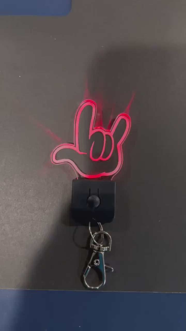 LED Love Keychain – Color Changing ASL Love Symbol | Rechargeable Acrylic Gift