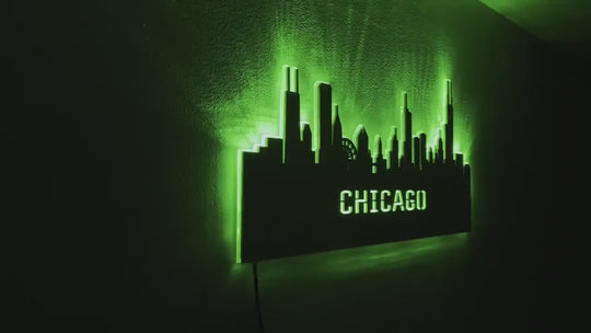 LED Illuminated Wall Art – Handmade City Skyline Decor with Wireless LED Controller