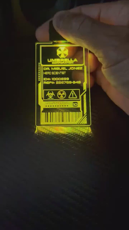 LED Illuminated Badge - Umbrella Corp Acrylic Plate with Color Changing LED Pendant