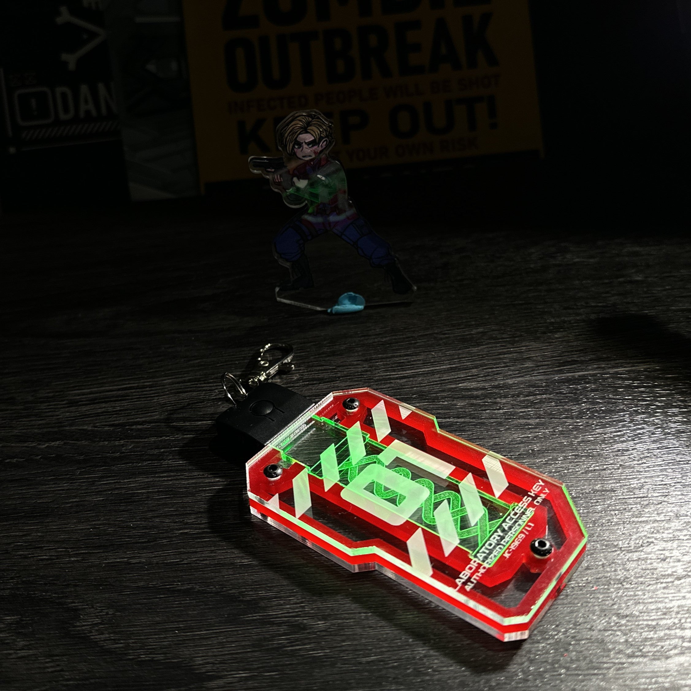 LED Illuminated Biohazard Vial | LED Illuminated T-Virus - Cyberpunk Accessory - Cyberwear - Futuristic Cosplay Prop - Jones Creativity