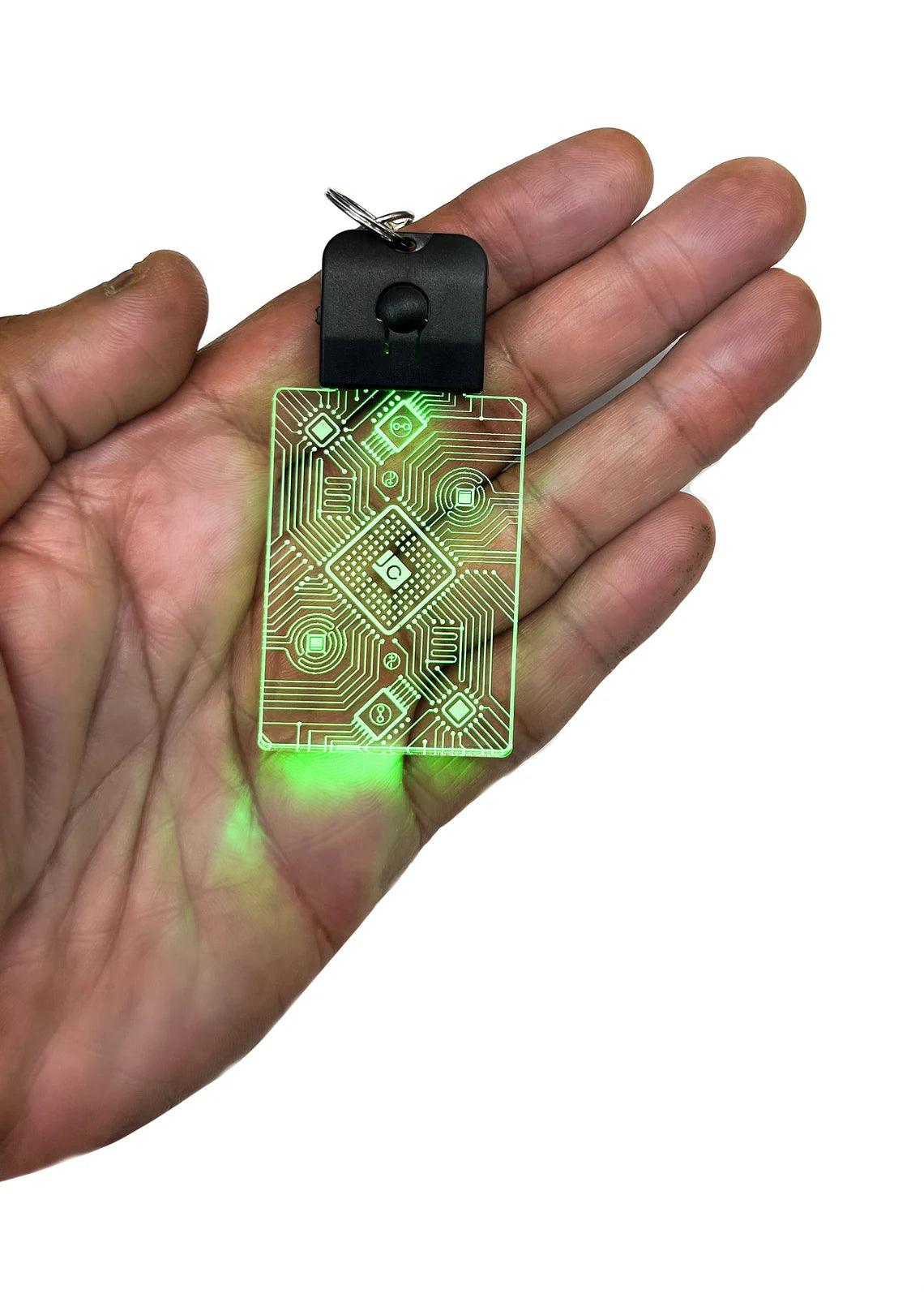 Cyber Punk Circuit Led Pendant - Circuit Board Led Necklace - Made in USA | Color Changing - Stocking Stuffer - Cyberpunk Keychain - Jones Creativity