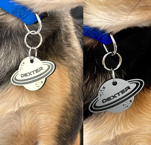 Personalized Planet Saturn dog tag, space id tag , rocket dog tag, space id rocket pet id tag, luna id tag, Apollo, Astro - Jones Creativity
