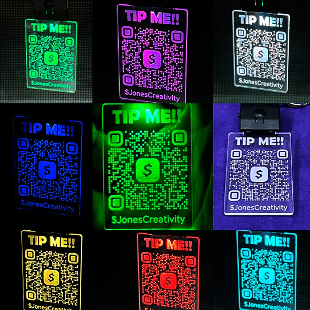 Personalized QR Code Led Pendant | QR code Led Necklace Light Up Keychain | Made in USA | Color Changing | Stocking Stuffer | Led Keychain - Jones Creativity