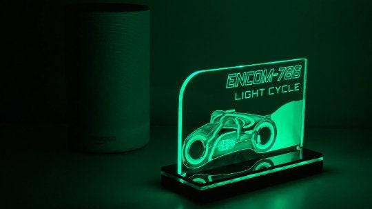 TRON Legacy - Encom-786 Light Cycle - LED Illuminated Lamp perfect as a gift for a fan. Place in Mancaves, bars, garages - Made in the USA! - Jones Creativity