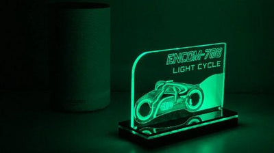 TRON Legacy - Encom-786 Light Cycle - LED Illuminated Lamp perfect as a gift for a fan. Place in Mancaves, bars, garages - Made in the USA!