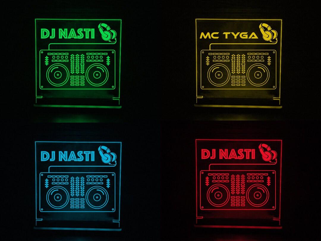 DJ Board LED Sign - 16 Color Change - Acrylic Lamp - Night Light - Edge Lit - Desk Light - Jones Creativity