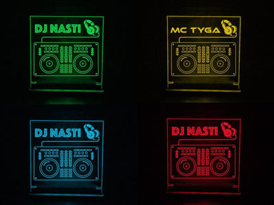 DJ Board LED Sign - 16 Color Change - Acrylic Lamp - Night Light - Edge Lit  - Desk Light