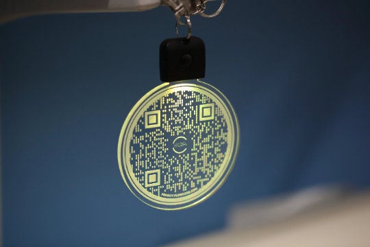 Personalized QR Code Led Pendant | QR code Led Necklace Light Up Keychain | Made in USA | Color Changing | Stocking Stuffer | Led Keychain - Jones Creativity