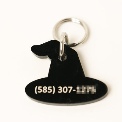 Personalized Witch Pet Tag, Perfect tag for cats, 10 different fonts available, Spooky Pet Tags - Jones Creativity
