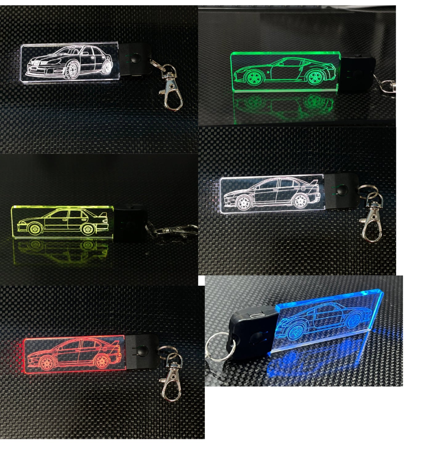 LED Sports Car Keychain - Gift for gearhead - 350z - STI - GT-r - GR86 - Evo - Corvette - Brz - Challenger - Supra
