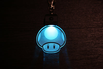 Super Mario 1 UP Mushroom LED Key Chain - Mario Brothers LED Key Chain - Geek Gear - Jones Creativity