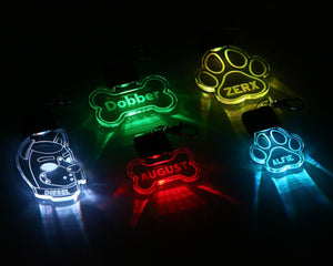 Human Pup Necklace - Light Up Dog Tag - Color Changing - Stocking Stuffer - LED Bone Tag - Acrylic Name Tag - Jones Creativity