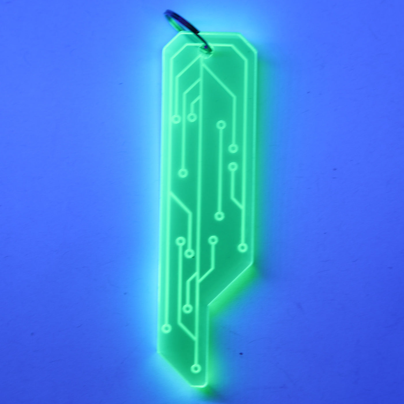 CyberPunk Black light Glow Pendant - Cyberpunk UV Reactive Pendant - Cyber Punk Keychain - Jones Creativity